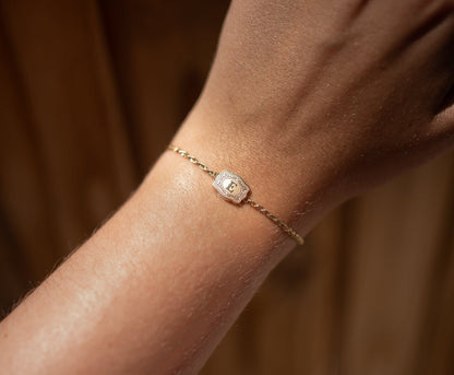 Mini Belt Buckle Initial Bracelet