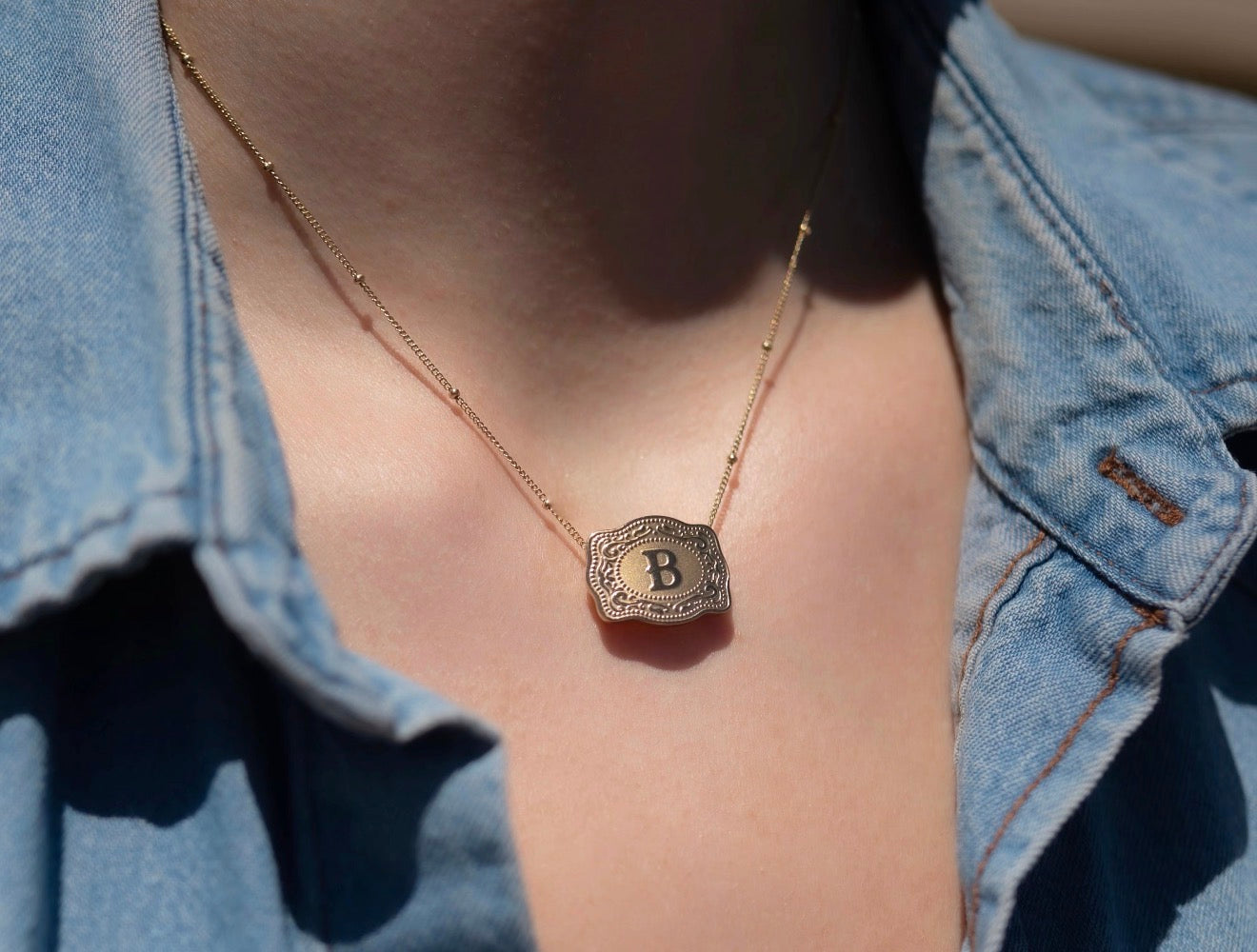 Mini Belt Buckle Initial Necklace